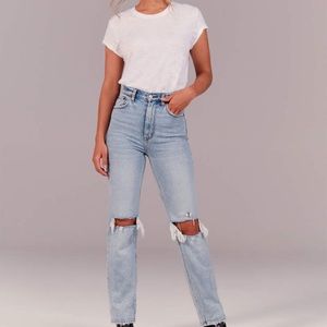 90s Ultra High Rise Straight Jeans, distressed